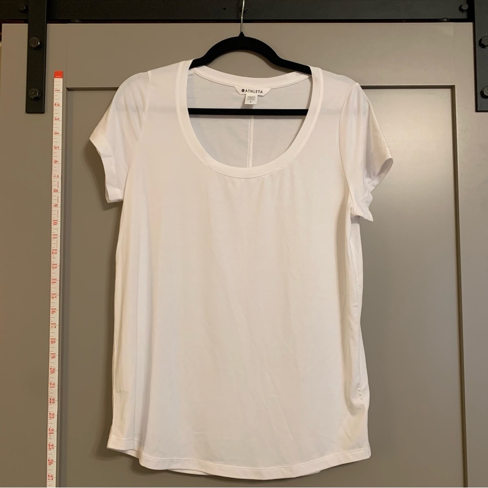 Athleta White Scoop Neck Stratus II Tee Shirt Athletic Top Women's Size Small P
